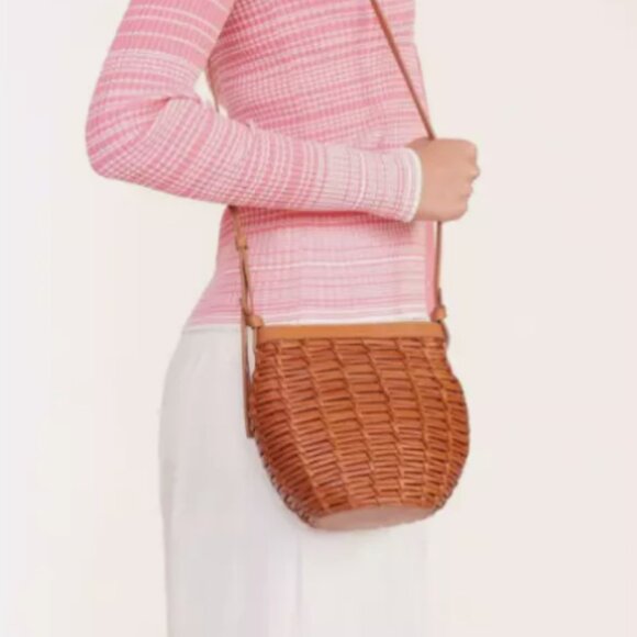 STAUD Anouk Woven Leather Crossbody Bag in Tan MSRP$395 SUMMER BREEZE - Picture 7 of 11